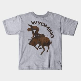 Wyoming Cowboy Vintage Travel Souvenir Kids T-Shirt